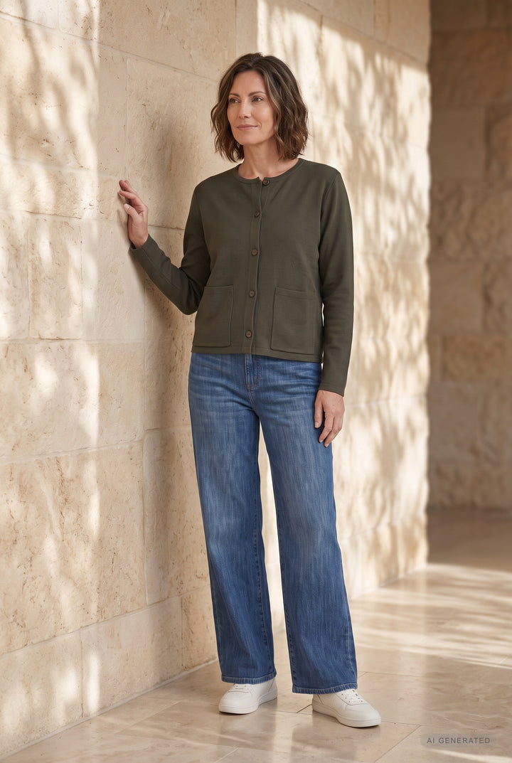 Lind Bolette Knit Cardigan 044 Army