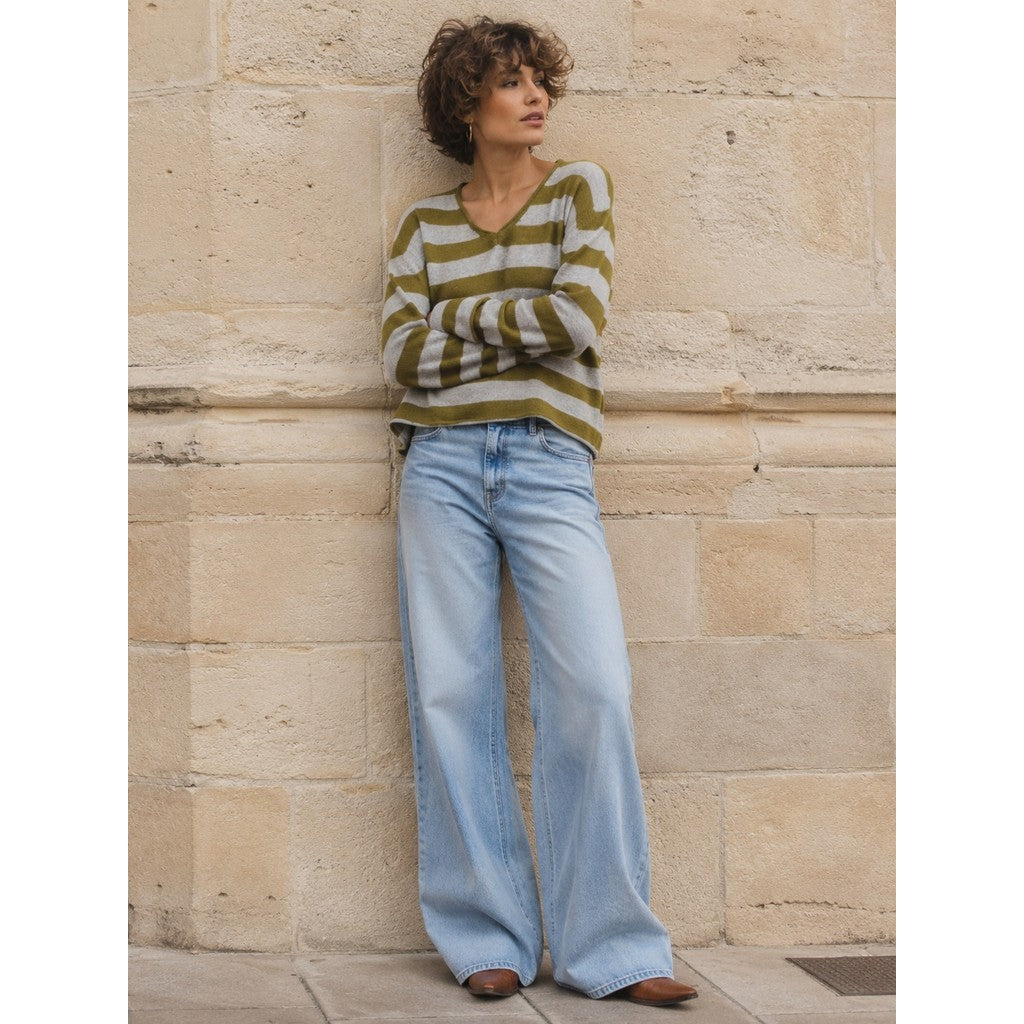 Lind Sue Knit Pullover 976 green melange